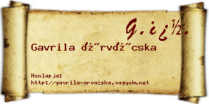 Gavrila Árvácska névjegykártya